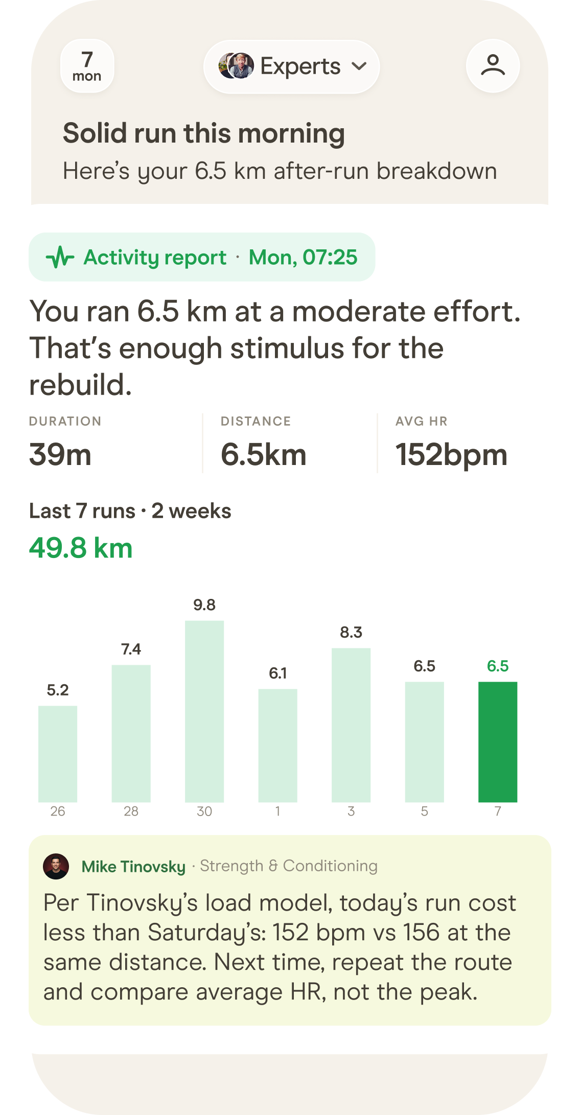 Ottavia activity report after a morning run