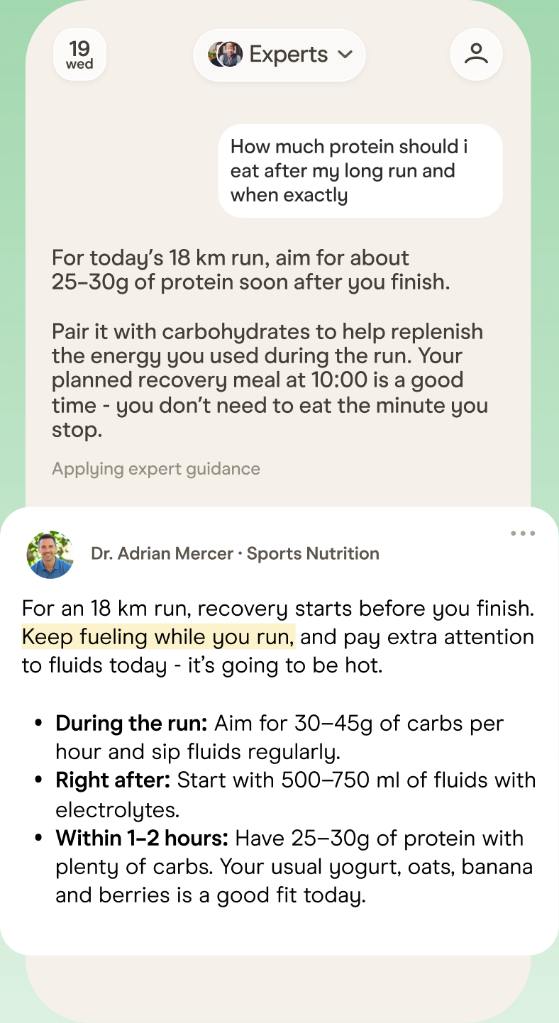 Ottavia chat: an expert answer about post-run protein
