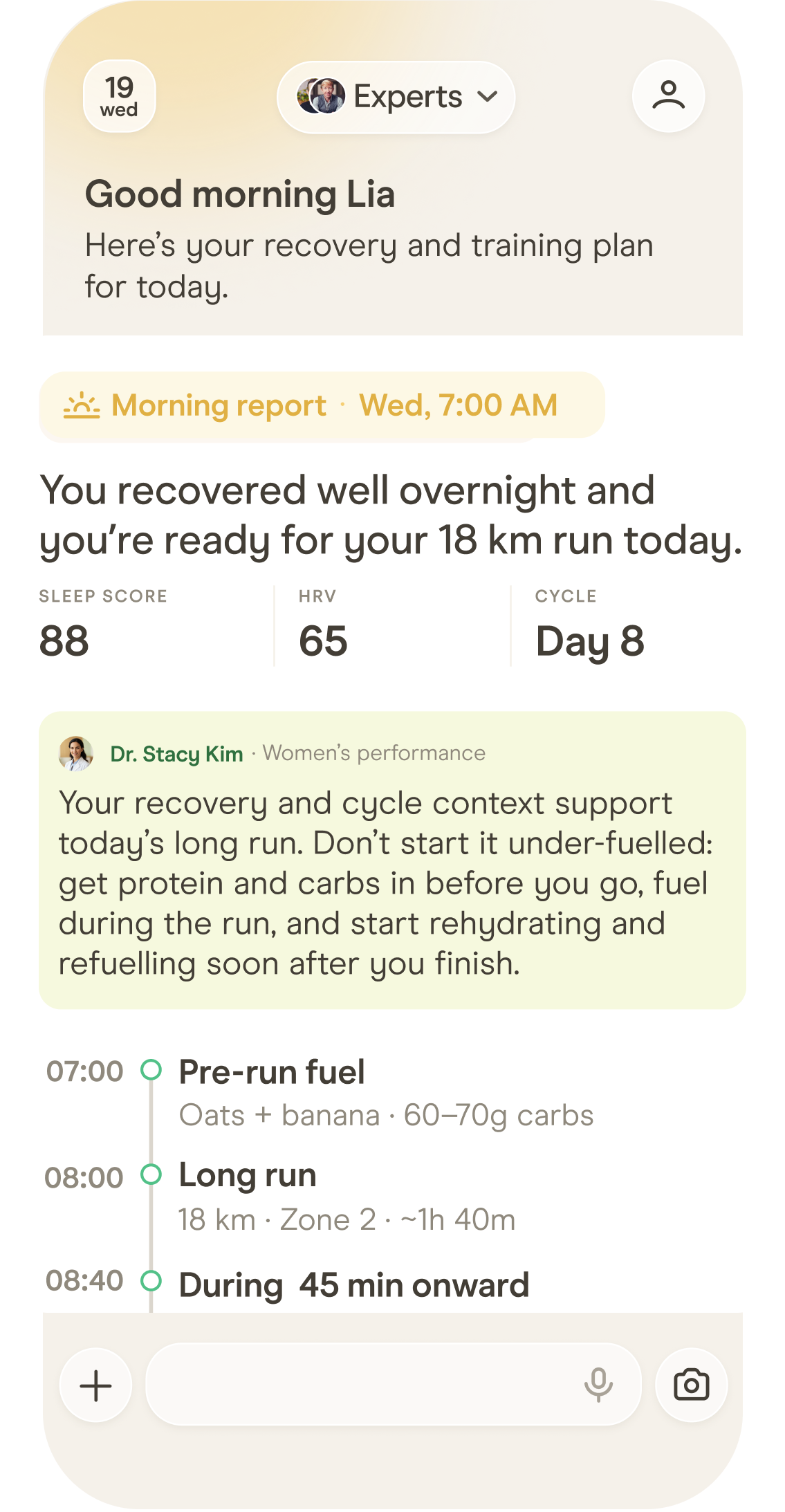Ottavia morning report: recovery, sleep score and today’s plan